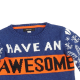 River Island Blue Have an Awesome Christmas Jumper - Boys 7-8yrs
