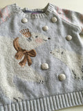F&F Grey Polar Bears Sequin Christmas Jumper - Girls 12-18m