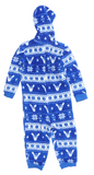 Bluezoo Blue/White Festive Print Christmas Hooded Onesie Pyjamas - Boys 3-4yrs
