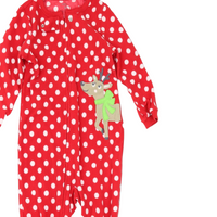 Carters Red/White Spotty Reindeer Zip Up Christmas Sleepsuit - Unisex 3yrs