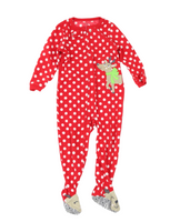 Carters Red/White Spotty Reindeer Zip Up Christmas Sleepsuit - Unisex 3yrs