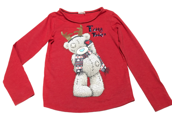George Tatty Teddy Me To You Bear Red L/S Christmas Top - Girls 9-10yrs
