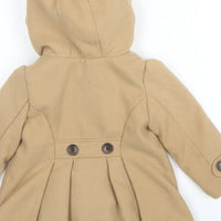 Old Navy Girls Tan Brown Hooded Winter Pea Coat - Girls 18-24m