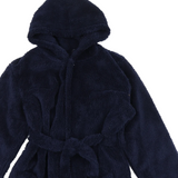 Brand New George Plain Navy Blue Soft Hooded Dressing Gown Robe - Unisex 13-14yrs
