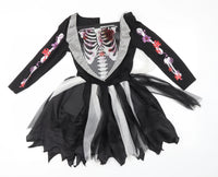 Tu Black Holographic Girls All in One Skeleton Halloween Fancy Dress Costume - Girls 7-8yrs
