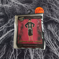 Brand New Kids Halloween Fancy Dress Skeleton Apron Costume with Hood - Unisex 7-10yrs