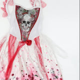 George White & Red Holographic Skeleton Halloween Fancy Dress - Girls 7-8yrs