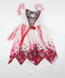 George White & Red Holographic Skeleton Halloween Fancy Dress - Girls 7-8yrs