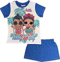 Brand New Girls Lol Surprise Vacay All Day Blue Summer Shortie Pyjamas - Girls 7-8yrs