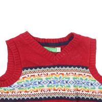 Little Bird Red Knitted Fair Isle Tank Top Jumper - Boys 12-18m