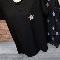 Loungeable Black/White Star Print S/S Pyjamas - Size Maternity M UK 12-14