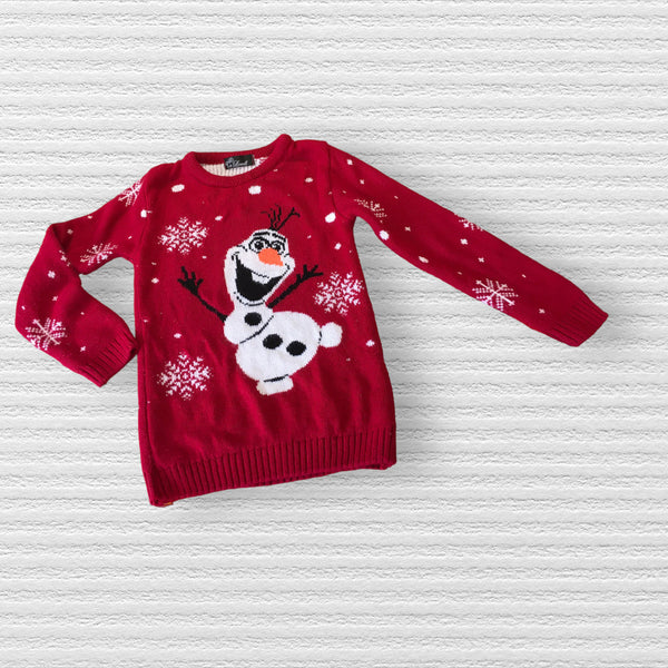 Lovell Olaf From Frozen Red Kids Christmas Jumper - Unisex 6-8yrs