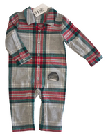 Brand New M&S Baby Grey Tartan Check Christmas Romper - Unisex 3-6m