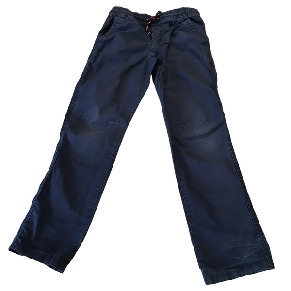 M&S Boys Blue Cotton Elasticated Waist Trousers - Boys 7-8yrs