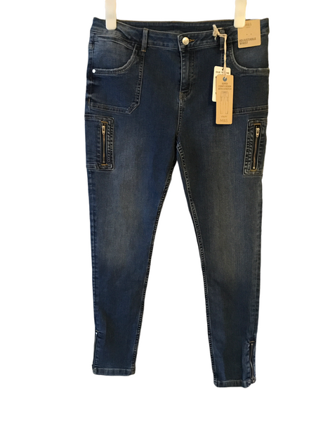 Brand New M S Blue Slim Utility Jeans with Adjustable Waist Girls 14 15yrs