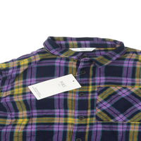 Brand New M&S Purple Tartan Checked L/S Checked Shirt - Unisex 9-10yrs