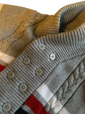 M&S Autograph Grey Striped Chunky Knit Grandad Cardigan - Boys 3-6m