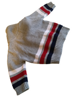 M&S Autograph Grey Striped Chunky Knit Grandad Cardigan - Boys 3-6m