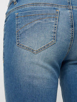 Brand New Mamalicious Marbella Rib Cropped Comfy Medium Blue Jeans - Maternity