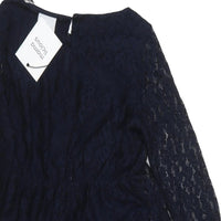Brand New Mamalicious Sonya Navy L/S Jersey ABK Lace Dress - Size Maternity XS UK 6