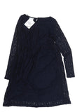 Brand New Mamalicious Sonya Navy L/S Jersey ABK Lace Dress - Size Maternity XS UK 6