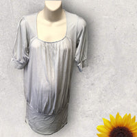 Mamas & Papas Light Grey 3/4 Sleeve Jersey Drop Waist Dress - Size Maternity UK 12/14