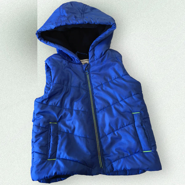 Matalan Royal Blue Quilted Gilet Jacket with Hood- Boys 12-18m