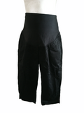 H&M Mama Black Cropped Leg Chino Trousers Over Bump Style - Size Maternity XL UK 20-22