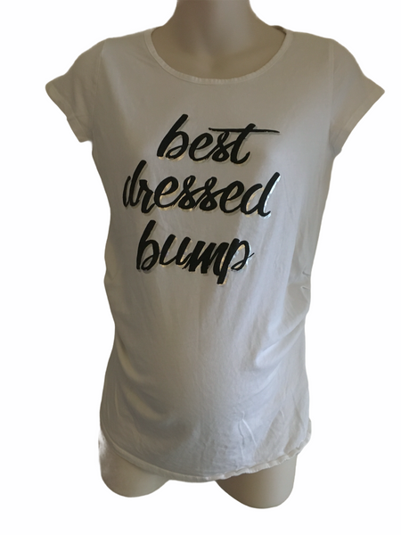 New Look Maternity White Best Dressed Bump T-Shirt - Size Maternity UK 12