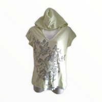 New Look Yellow Butterfly Hooded Top with White Vest - Size Maternity UK 14