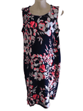 New Look Maternity Navy Blue Pink and White Floral Stretch Shift Dress - Size Maternity UK 16