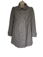 H&M Mama Grey Double Breasted Wool Winter Coat - Size Maternity M UK 12-14
