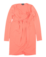 Topshop Maternity Orange/Coral L/S Stretch Midi Dress - Size Maternity UK 12