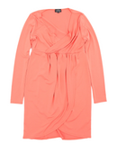 Topshop Maternity Orange/Coral L/S Stretch Midi Dress - Size Maternity UK 12