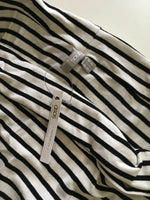 Brand New Asos Cream/Black Stripe L/S Stretch Bodycon Bardot Dress - Size Maternity UK 14