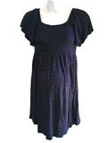 H&M Mama Navy Polka Dot Shirred Dress - Size Maternity L UK 16-18