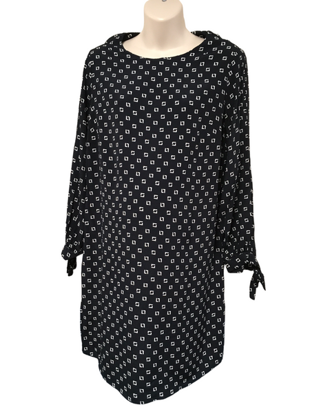 H&M Mama Black/White Geometric Square Print Maternity Dress - Size Maternity M UK 12-14