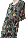 Asos Maternity Green Rose Print Layered Smock Dress - Size Maternity UK 10