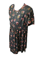 Boohoo Maternity Black Red/Pink Floral S/S Smock Tunic Dress - Size Maternity UK 10