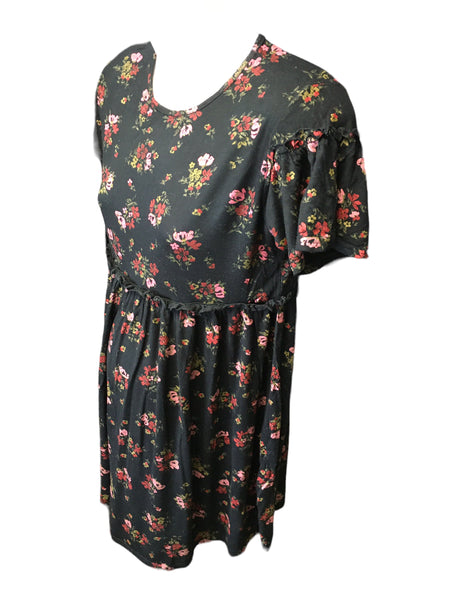 Boohoo Maternity Black Red/Pink Floral S/S Smock Tunic Dress - Size Ma Growth Spurtz Boohoo Maternity Black Red/Pink Floral S/S Smock Tunic Dress - Size Ma Growth Spurtz