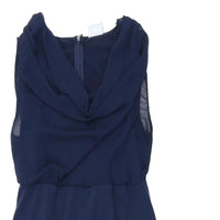 Mamalicious Navy Chiffon Sleeveless Midi Dress - Size Maternity M UK 10-12