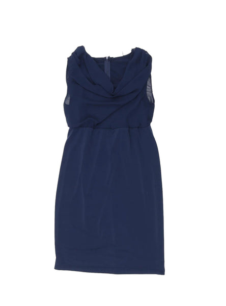 Mamalicious Navy Chiffon Sleeveless Midi Dress - Size Maternity M UK 10-12
