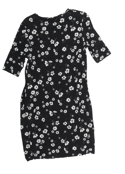Blooming Marvellous Black White Floral S S Stretch T Shirt Dress M Growth Spurtz
