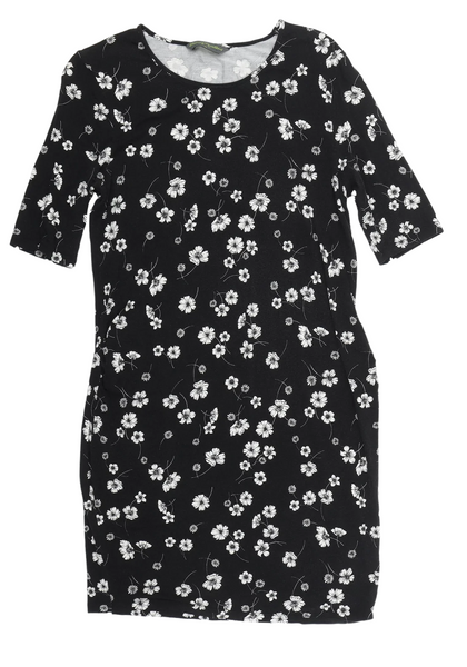 Blooming Marvellous Black & White Floral S/S Stretch T-Shirt Dress - Maternity UK 16