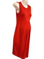 Isabella Oliver Coraline Coral Red Sleeveless Jersey Dress - Size Maternity 1 UK 8