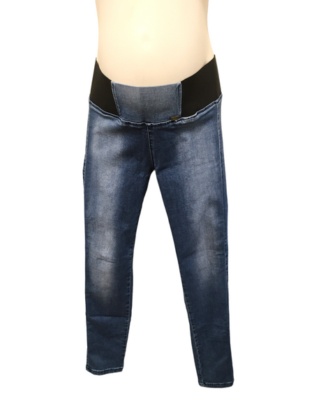 Mayo Chix Blue Under Bump Skinny Stretch Jeans - Size Maternity L UK 12-14