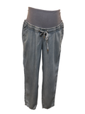 H&M Mama Blue Stonewash 100% Lyocell Denim Over Bump Trousers - Size Maternity M UK 12-14