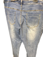 Boohoo Maternity Blue Stonewash Distressed Look Under Bump Jeans - Size Maternity UK 14
