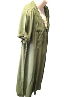 New Look Maternity Khaki Green Tie Sleeve Viscose Dress - Size Maternity UK 14