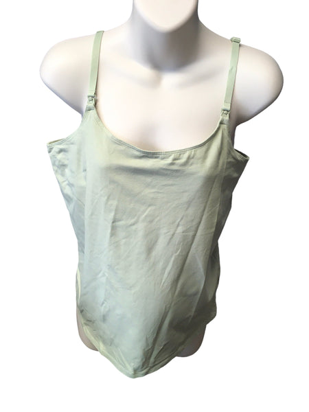 H&M Mama Khaki Green Organic Cotton Nursing Cami Vest Top - Size Maternity XL UK 20-22